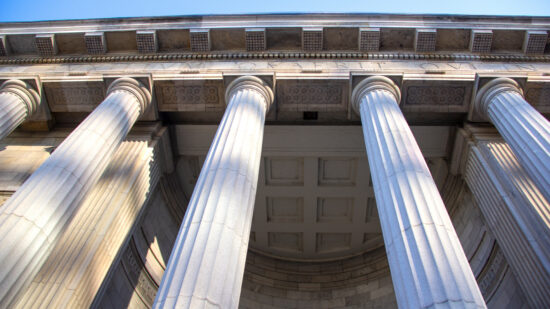 Columns at courthouse entrance
